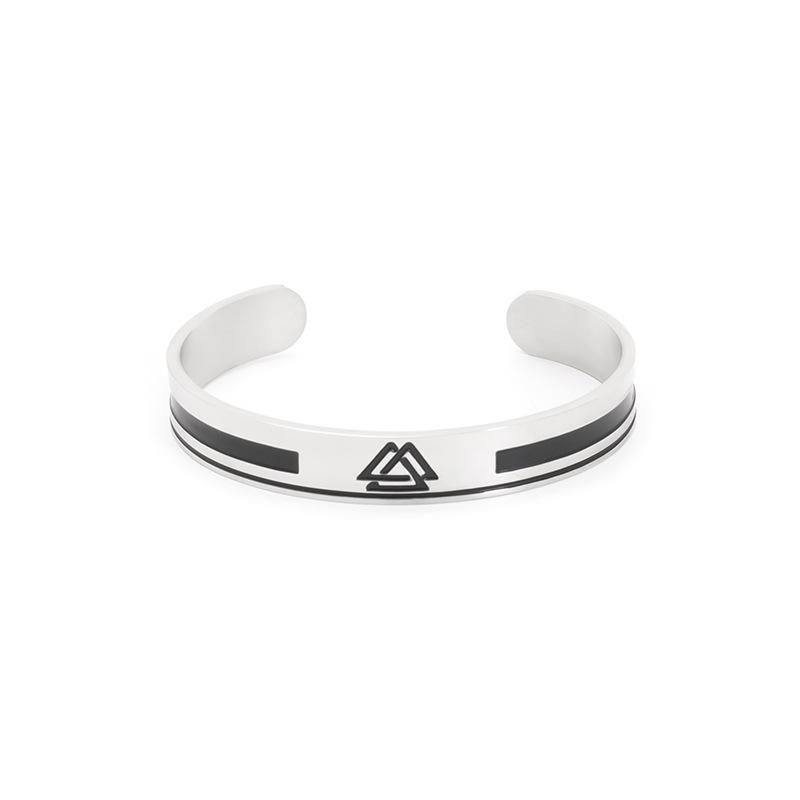 Браслет-манжета в скандинавском стиле с узлом Трикветра, унисекс, из титановой стали серебряный