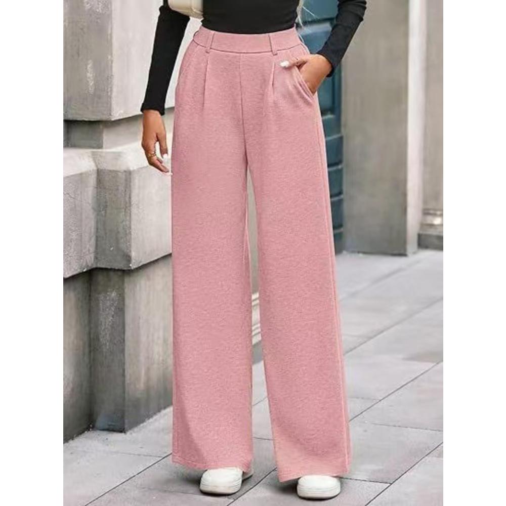 

European and American Autumn and Winter Casual Wide-leg Pants Loose Straight Trousers Commuter Women s Clothing S розовый