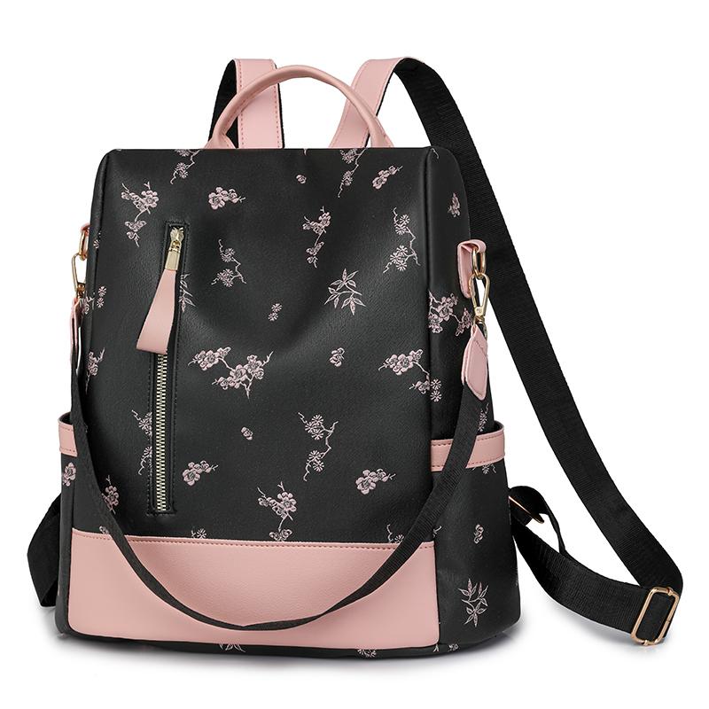 Rucsac din piele moale Geantă de călătorie de mare capacitate imprimată pentru femei