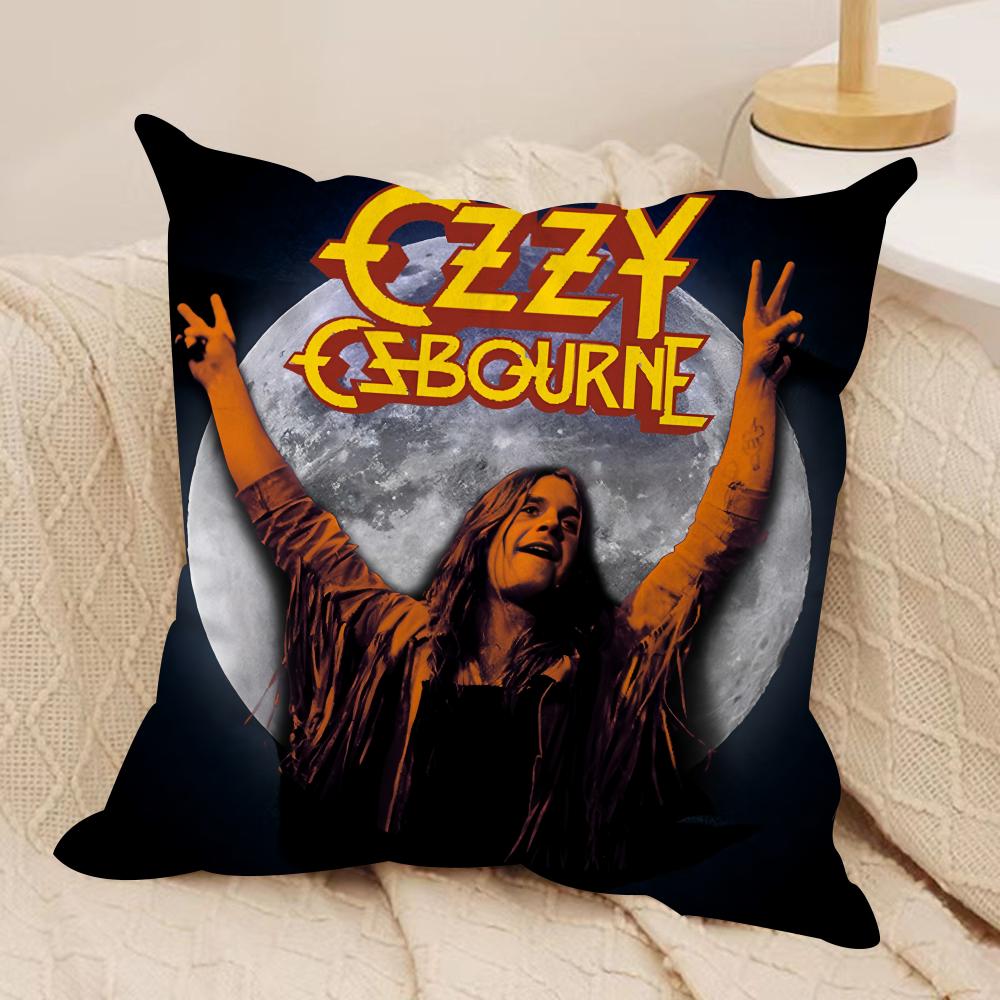 LOGO OOzzy Osbourne Cushion Cover Silky Short Plush Invisible Zipper Dustproof Sofa Pillow Case for Home Decor