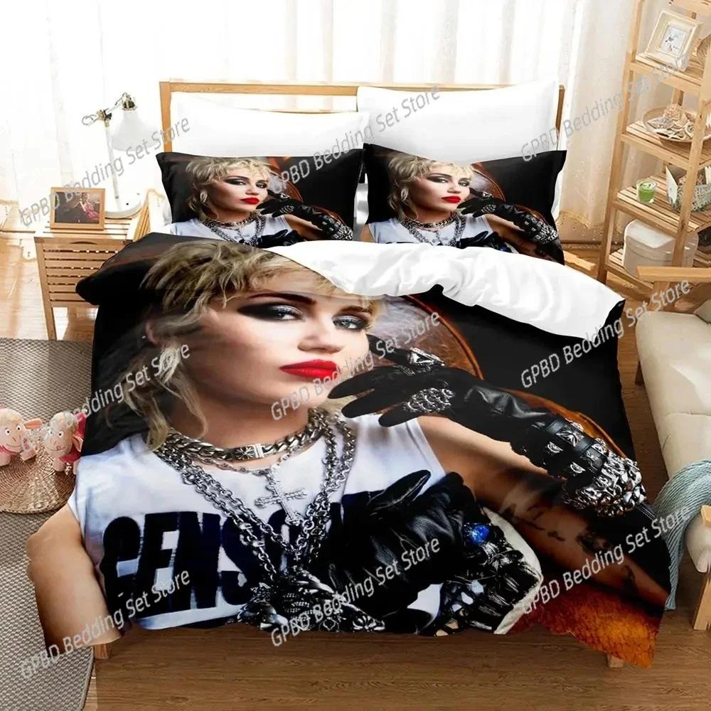 Singer Miley Cyrus Beding Set For Bedrom Soft Modern Bedspreads Comefortable Children Kids Soft Duvet Cover Comfortable Quilt Cover And Pilowcase