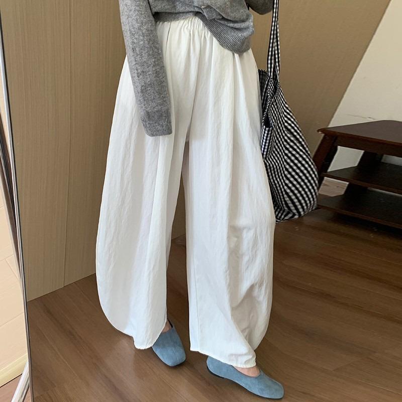 Casual pod pants women's summer new high waist loose and thin wide leg walking pants drape versatile grandma pants