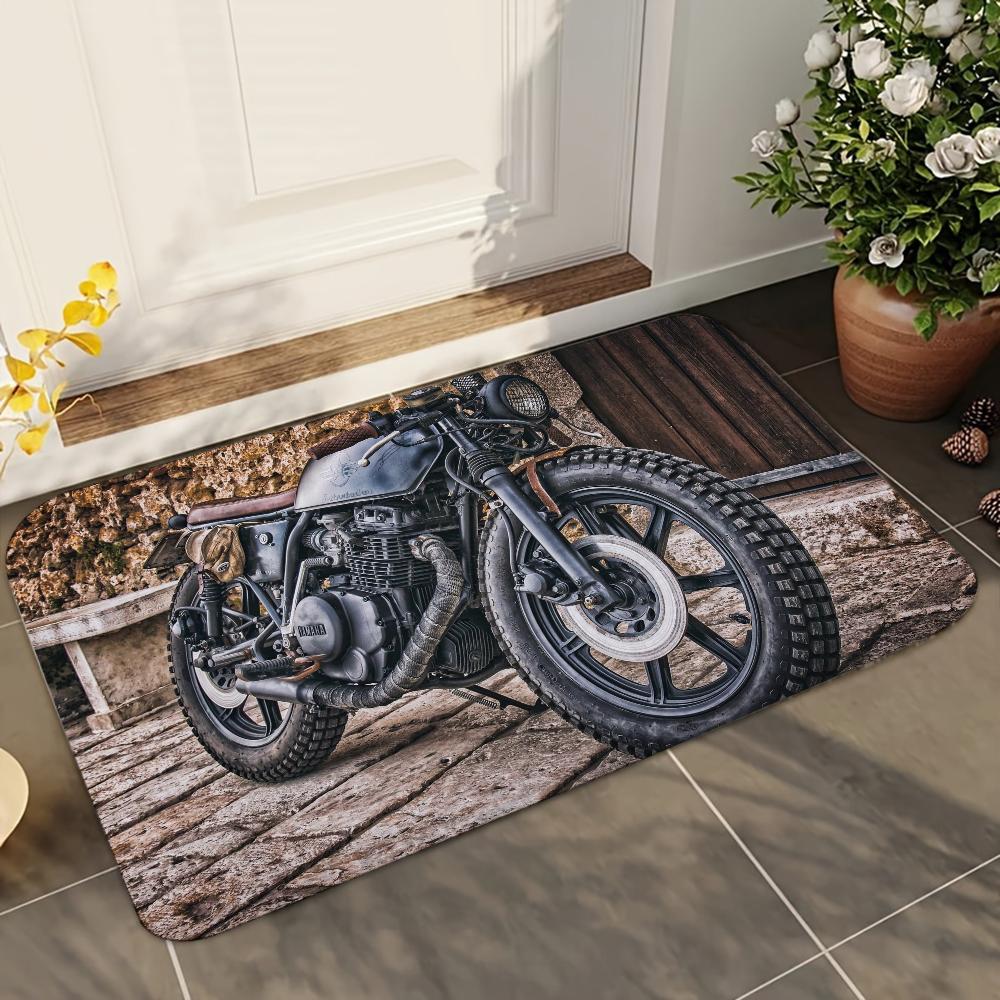 1ks Vintage Moto Koupelnové Absorpční Rohožky Protiskluzové Rohožky Domácí Dekorace Koberce Domácí Kuchyňské Podlahové Rohožky