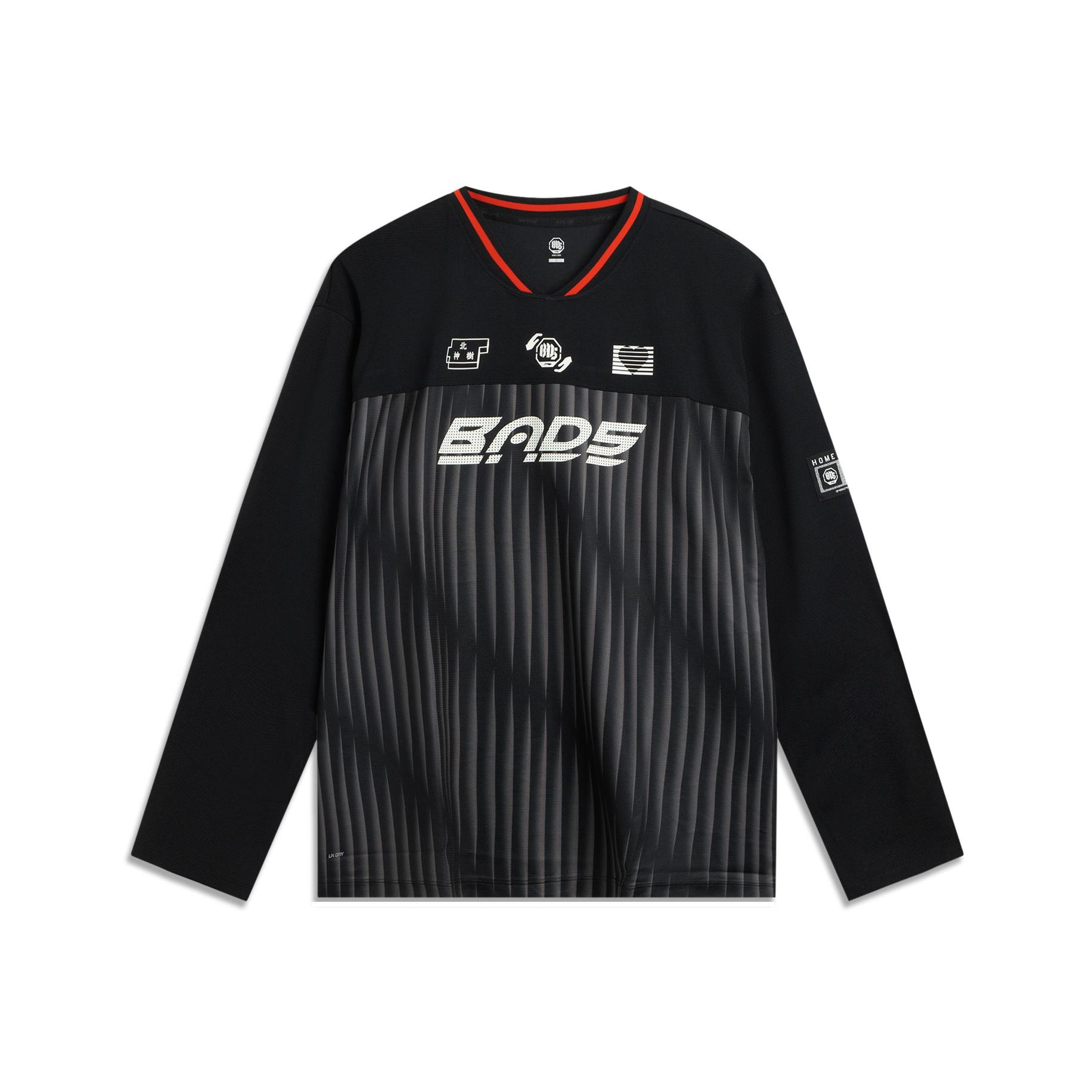 

Li-Ning Anti-Five Series Striped Letter Loose Quick-Dry V-Neck Long Sleeve T-Shirt Men Tops AAEV051-2 S