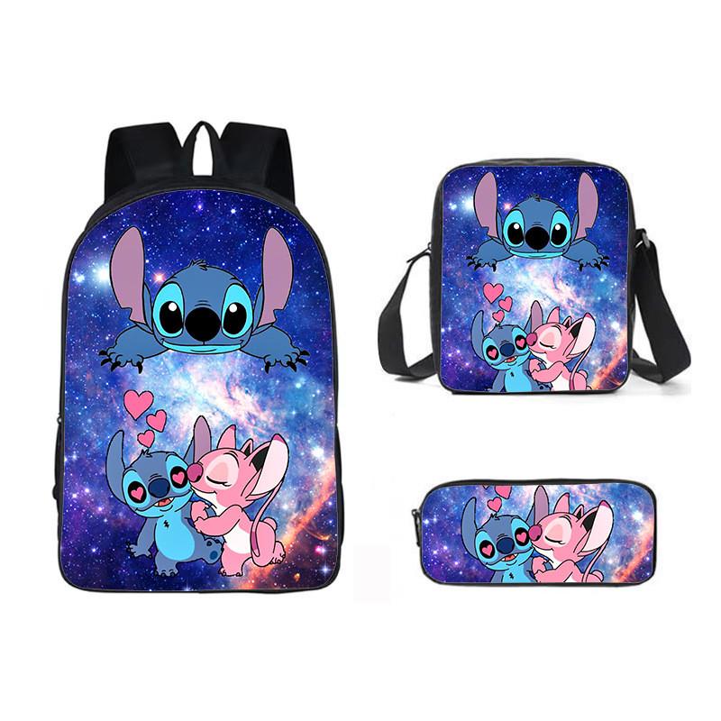 Stitch Cartoon Backpack For Kids Oxford Fabric Waterproof School Bag With Breathable Straps
