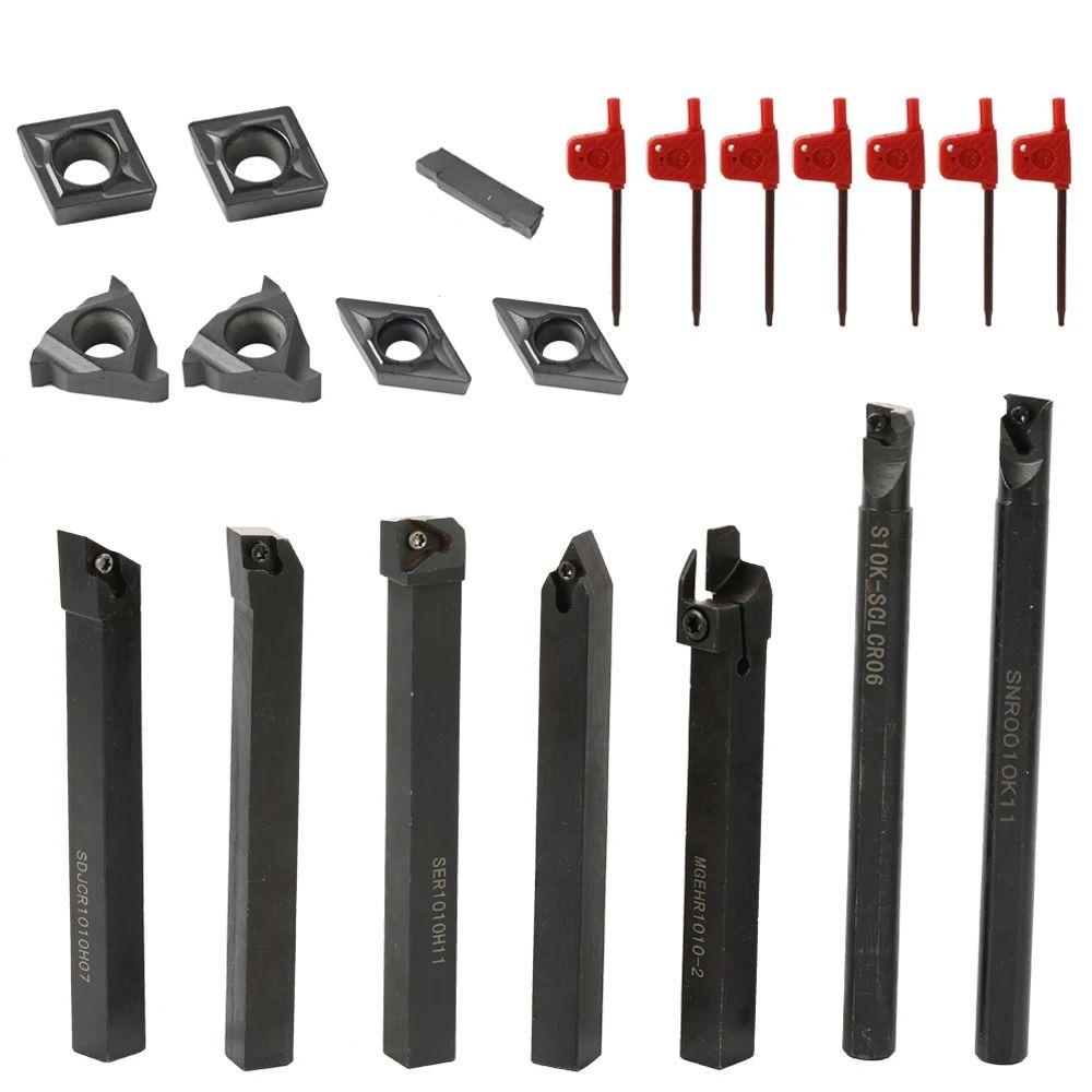 Carbide Inserts Boring Bar Stainless Steel Lathe Turning Tool Kit Rod Holder  Lathe Tool