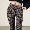 Leggings med hög midja och leopardmönster: Dambyxor för höst/vinter, smalnar av, kontrollerar magen, lyfter rumpan, med plus sammet, för yoga.