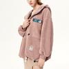 Fila X MIHARA YASUHIRO Collaboration Series Sports Leisure Knit Faux Shearling Warm Hooded Jacket Women Jackets Victoria-Purple F11W143506F-VT