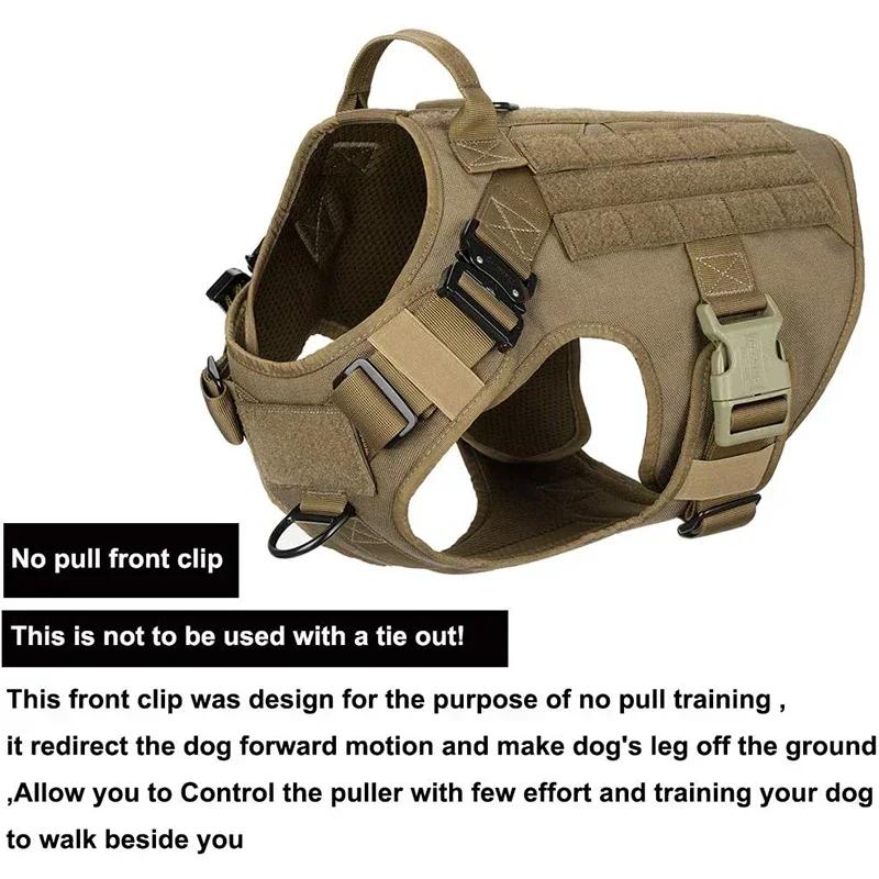 Tactical Dog Harness Leash Collar for Medium Large Dogs Military Pet Vest Adjustable Service Dog Harnesses For Training Walking