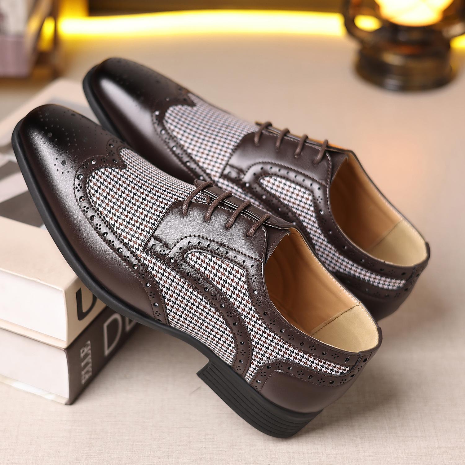 

Мужские туфли Оксфорды ручной работы из ПУ кожи, броги, классические деловые формальные туфли, дизайнерские мужские туфли Дерби 38 коричневый