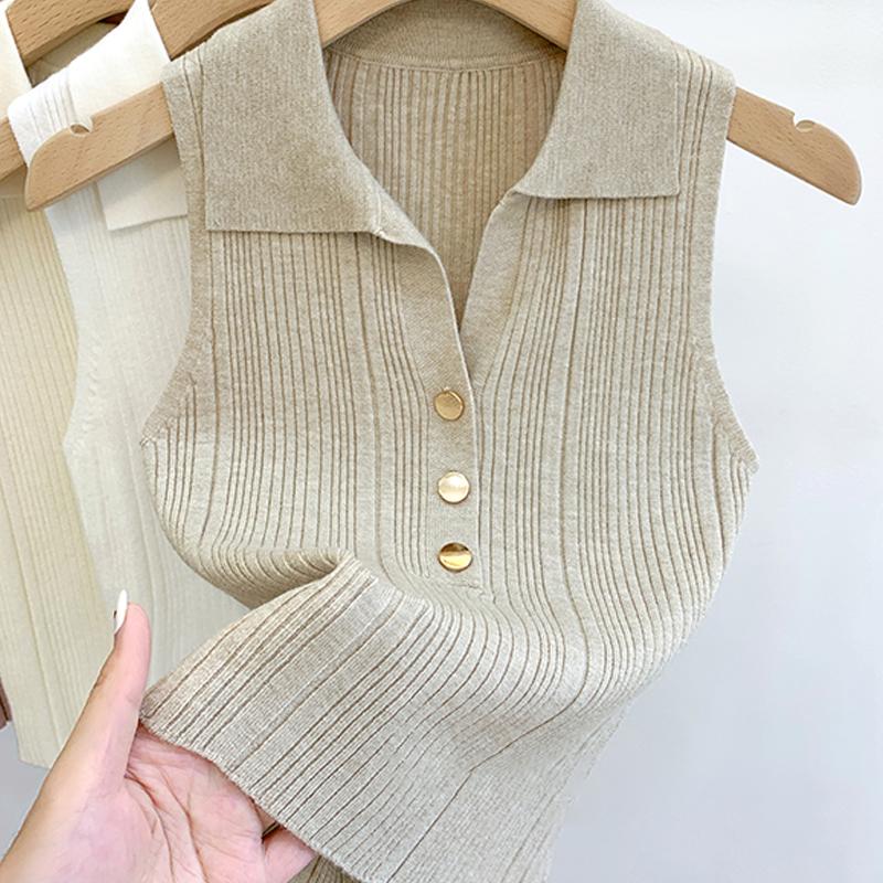 Casual Solid Color Sexy Commuting Sweet Button Lapel Vest For Women