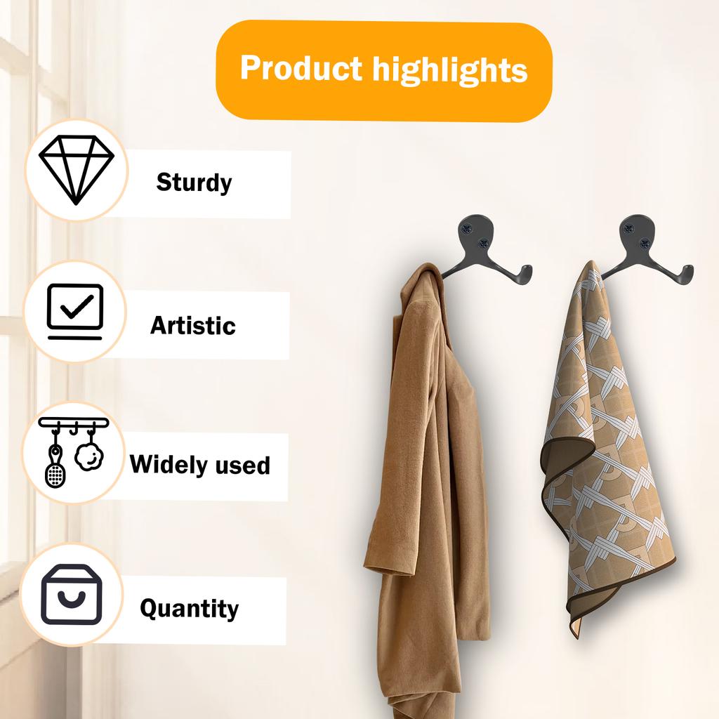 20 Stück/Set Wandmontierte Retro Doppelhaken Utility-Haken für Mantel Schal Tasche Handtuch Schlüssel Mütze Tasse Hut Solide Doppelhaken Küche Zuhause
