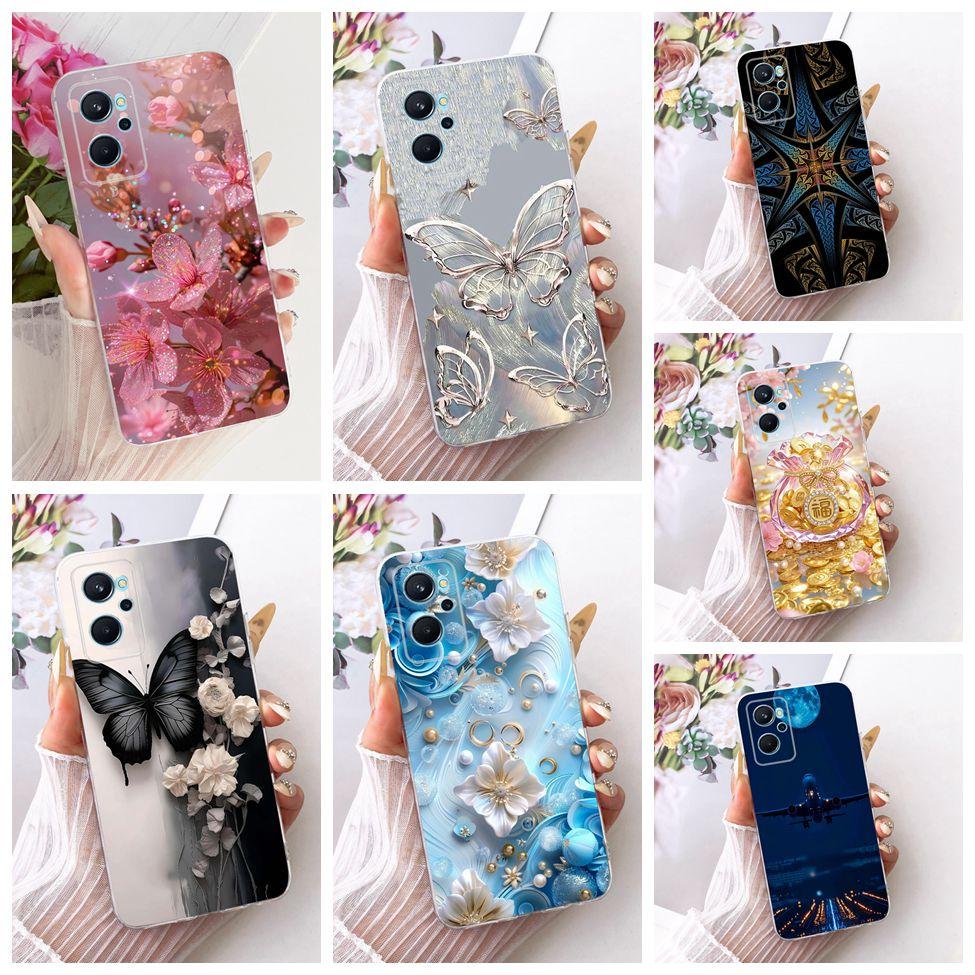 For Realme 9i 4G Case RMX3491 Transparent Cute Cat Fashion Butterfly Funny Painted Casing For Real me 9i 4G Cover