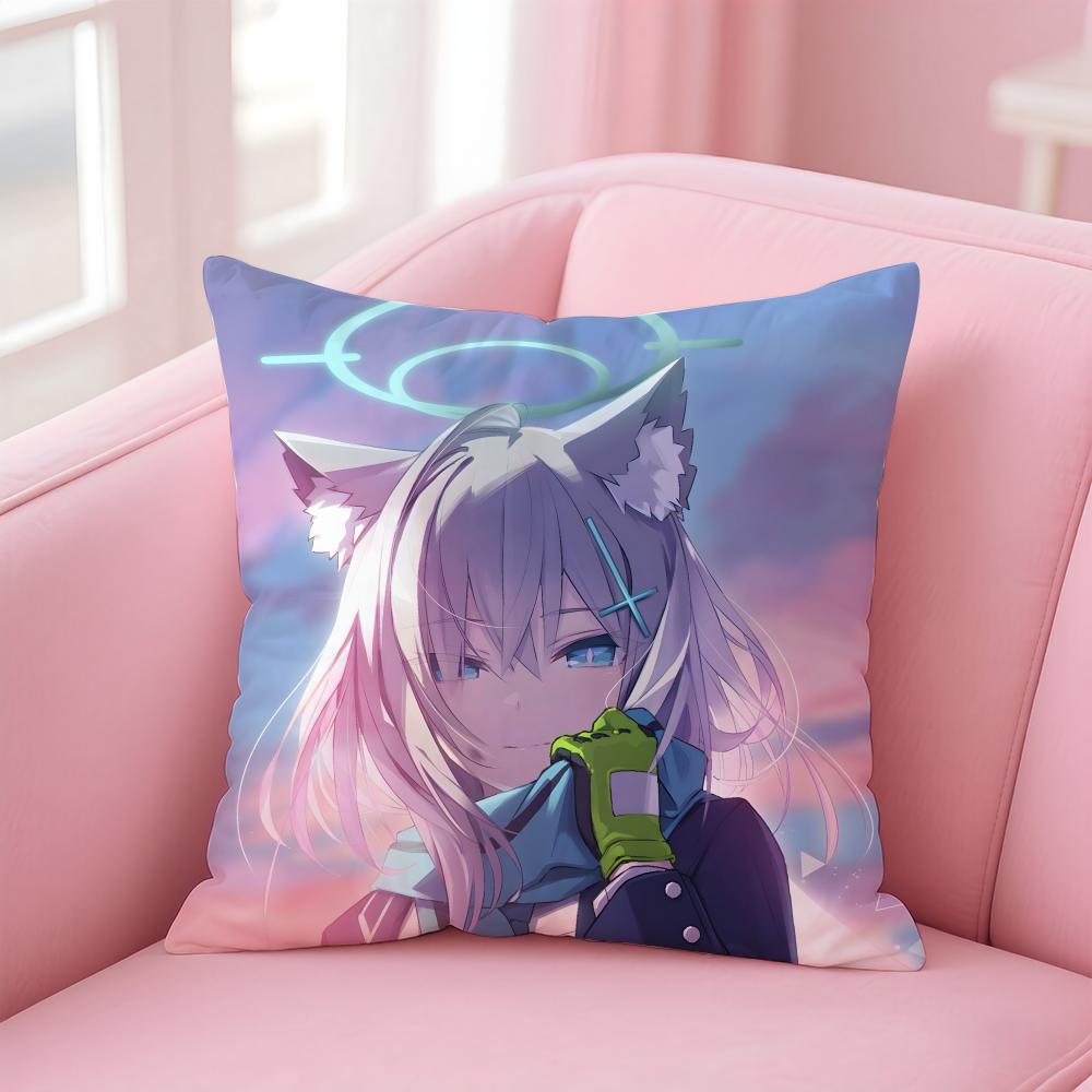 BBlue Archive The Animation SShiroko Cushion Cover Pillowcase Short Plush Invisible zipper Room Sofa Cushion Cover