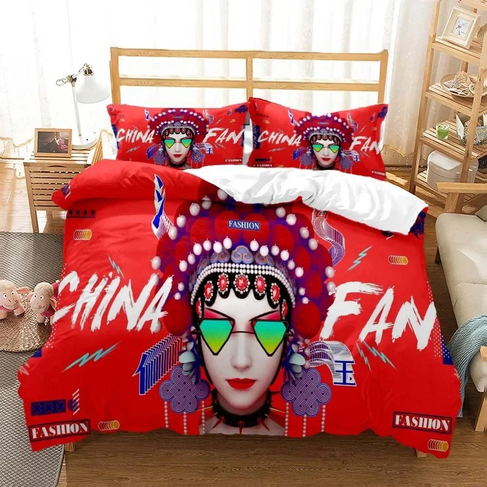 Comforter Chinese Cartoon Beijing Opera Natural Bedding Set Bedroom Soft Modern S Comefortable