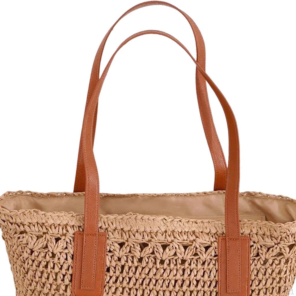 Casual Straw Woven Handbag Boho Top Handle Satchel Handmade Wallet Shoulder Bags Purse Ladies Girls