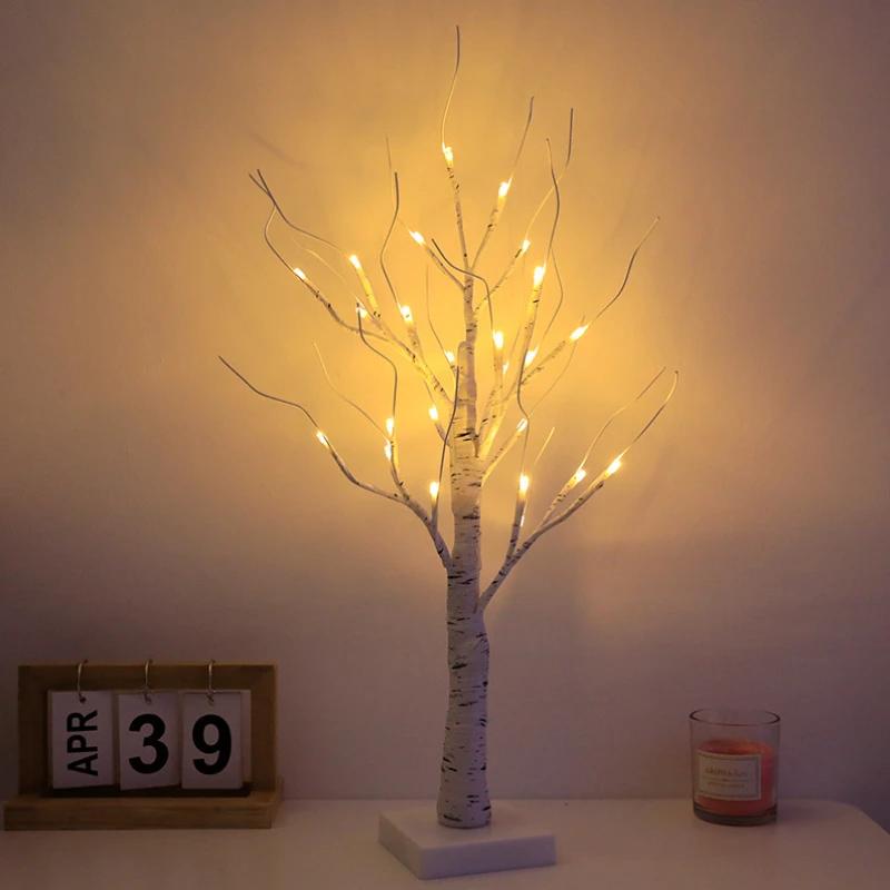 

Рождественское украшение, имитация белой березы, лампа для фруктового дерева, светодиодная лампа для ландшафтного освещения, светящаяся ветка, декор для спальни
