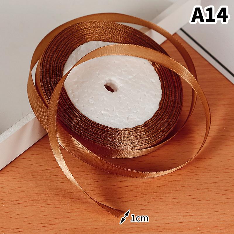 1Cm (25 Yards/Roll) Satin Flat Ribbon Roll Gift Flower Bouquet Packaging Wedding Birthday Ribbon Making Diy
