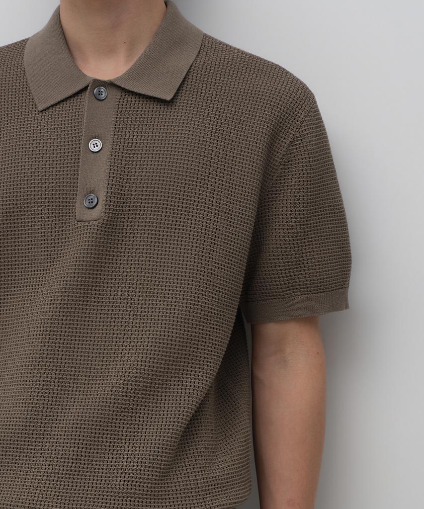 MUSINSA STANDARD Crocheted Knitted Polo Shirt [Light Brown]