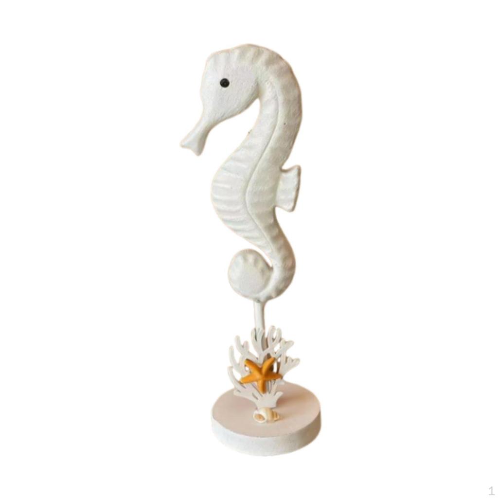 Sea Horse Figurine Seahorse Statue Beach Decoration Wooden for Cafe Hotel Home