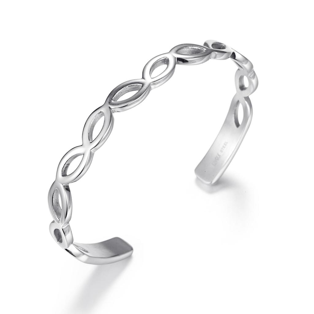 ORIVA LEAVES BANGLE Stainless Steel Leaves Bangle In Silver Colour