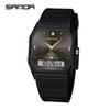 Sanda TEMU Men's Sports Watch: Hot-Selling, Waterproof, Luminous, Thin Square Design, Dual Display, Three Time Zones.