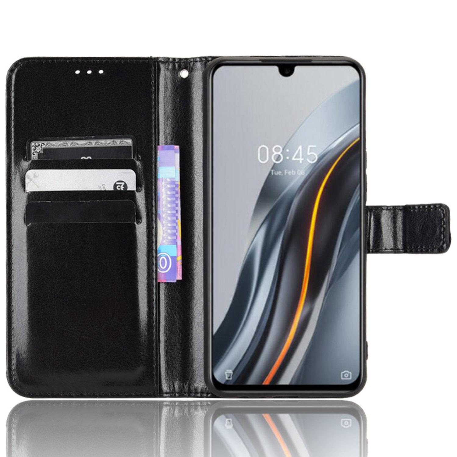 

For Infinix Note 12 G96 4G/Note 12 Turbo Drop-Proof Phone Wallet Case Crazy Horse Texture PU Leather Cover Black