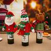 Charming Red Wine Bottle Cover Bags With Santa Claus And Snowman For Holiday Cheer