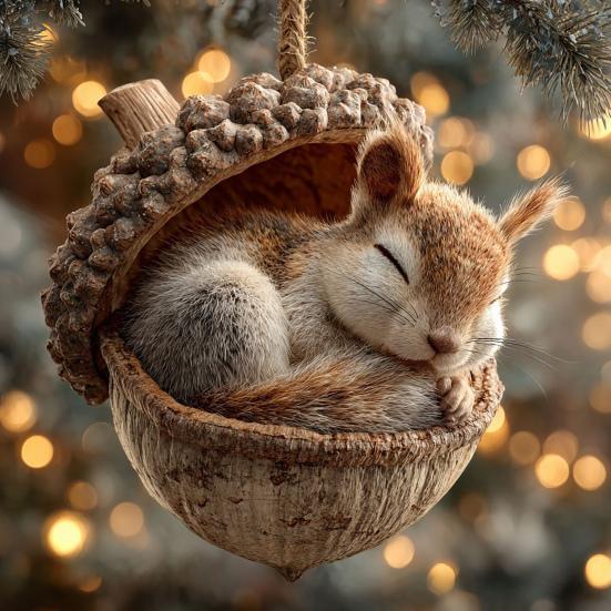 Forest Animal Acorn Ornaments Cozy Woodland Christmas Ornaments 2D Rustic Holiday Decorations for Tree Wreath Nature-Inspired Gifts