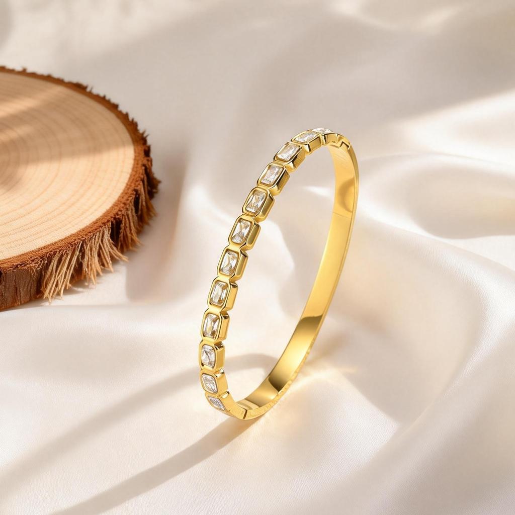Dainty Zircon Paperclip Clasp Bracelet for Women Openable Stainless Steel Cuff Bangle Bracelets Fashion Charm Jewellery Gift