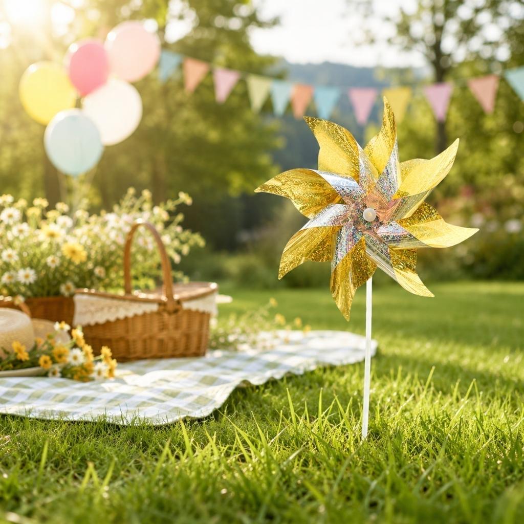Outdoor Rotating Pinwheel Wind Spinner for Garden Yard Patio Lawn Decoration Durable Plastic Material with Reflective Finish