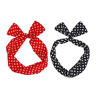 Hair Headband with Black Hair Bandana Adult Korean Style Polka Dot Elegant and Sweet Polka Dot Print Ribbon Dot Pattern 2-Piece Hoop, Women's