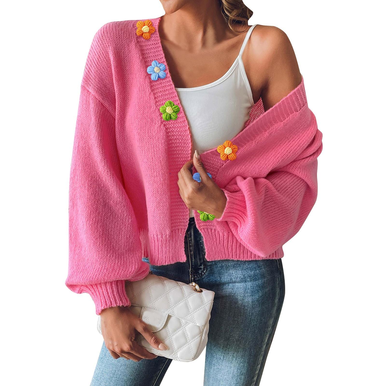 

Женская и зимняя тканая кофта-свитер с крючком для рук, короткий кардиган без пуговиц M