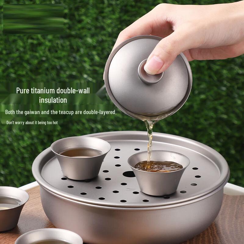 ZHOUYUEHENGSHENG Pure Titanium Camping Tea Set