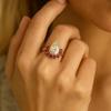 Pear Moissanite Wedding Ring, Red Garnet Half-Halo Ring, V-Prong Art Deco Jewelry Yellow Gold Plated Silver, Anniversary Gifts