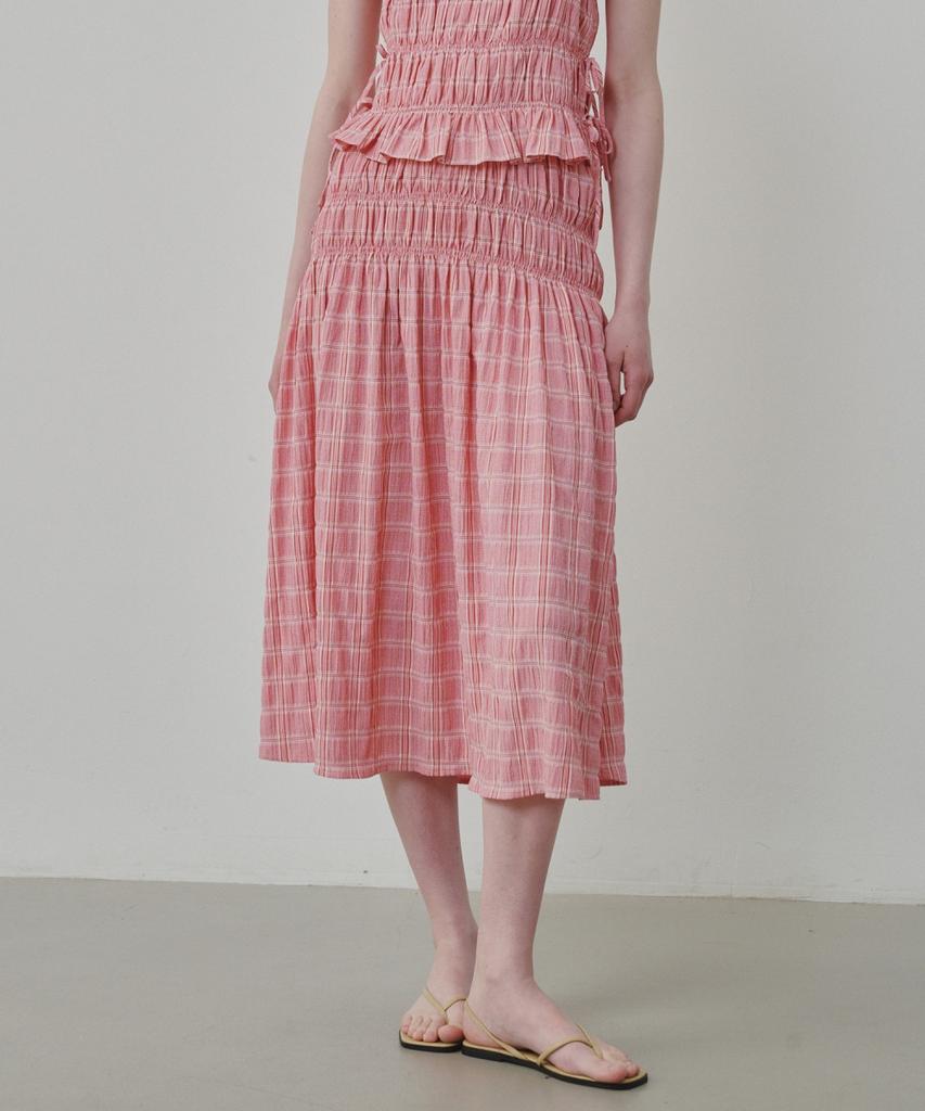 Ollibeudeollibeu Smocking Check Back Elastic Skirt (Set Up) Oe6Ms6540
