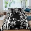 Bamboo Duvet Cover Set Bamboo Branches Bedding Set Tree Print Comforter Cover Luxury Retro Floral Style Quilt Cover Queen Size
