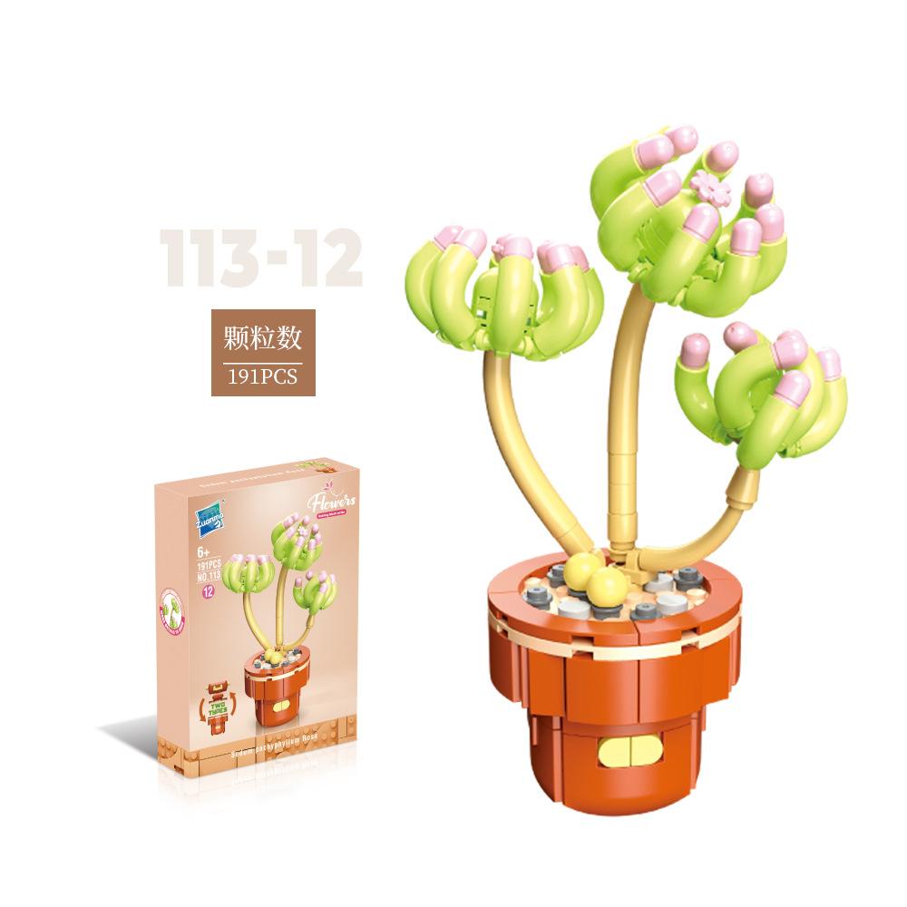 Flower Potted Plant Succulents Building Blocks Ornaments Models Home Decoration Flower Bouquet MOC Bricks Assembly Toy Kids Gift