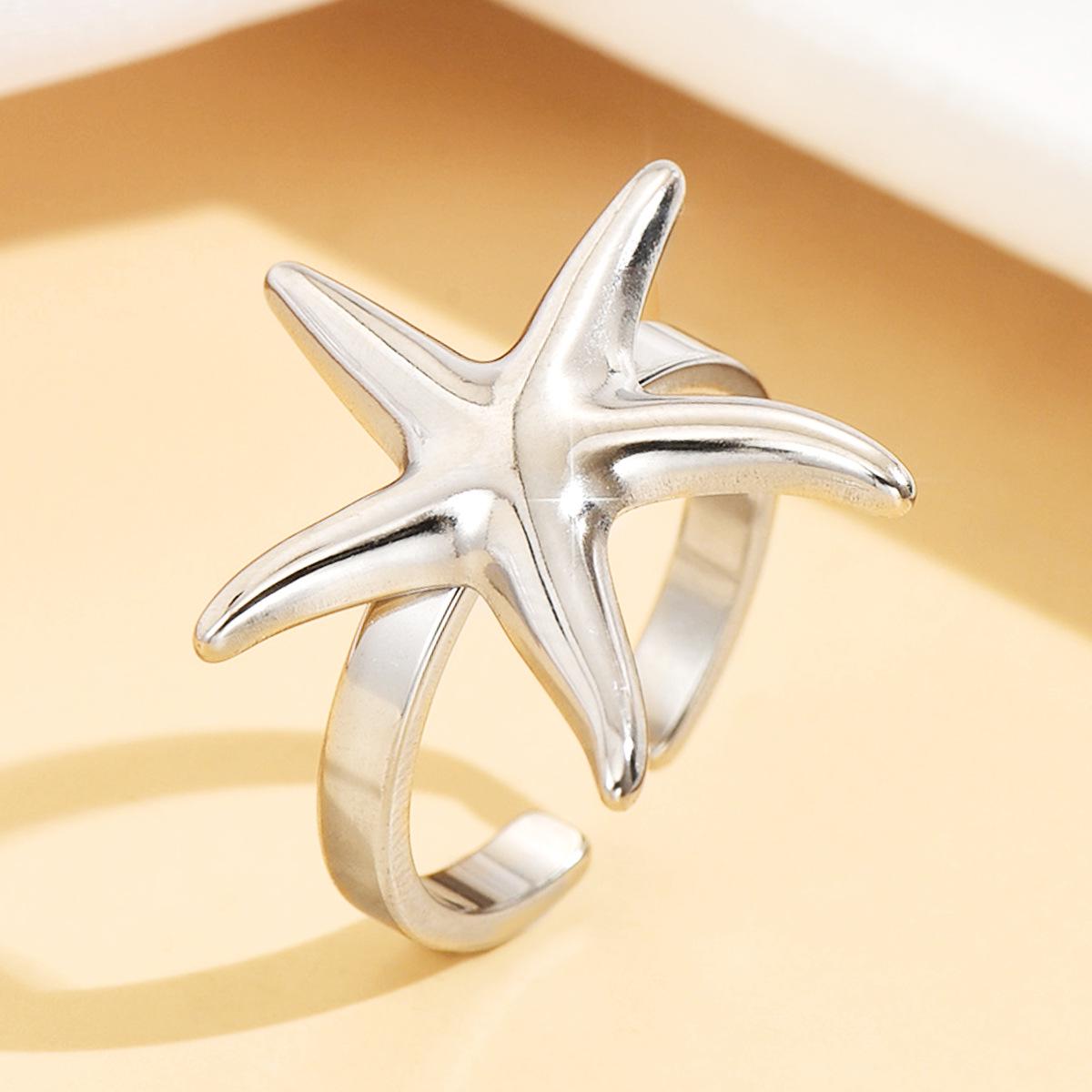 Модное кольцо из нержавеющей стали в морском стиле со звездой