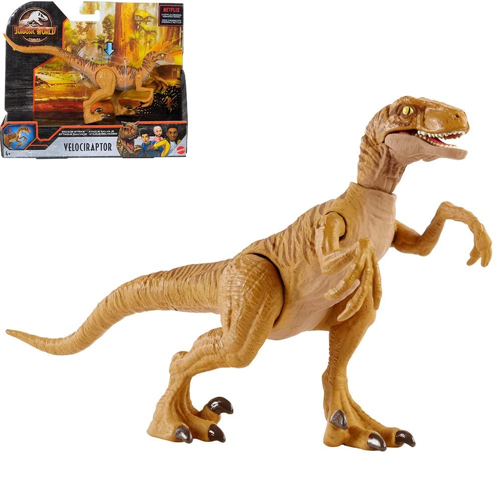 

Миниатюрная фигурка Mattel JURASSIC WORLD Real Velociraptor HBX32 Attack! [Общая длина 20 см] [Игрушка динозавр] [Возраст 4+] верблюд
