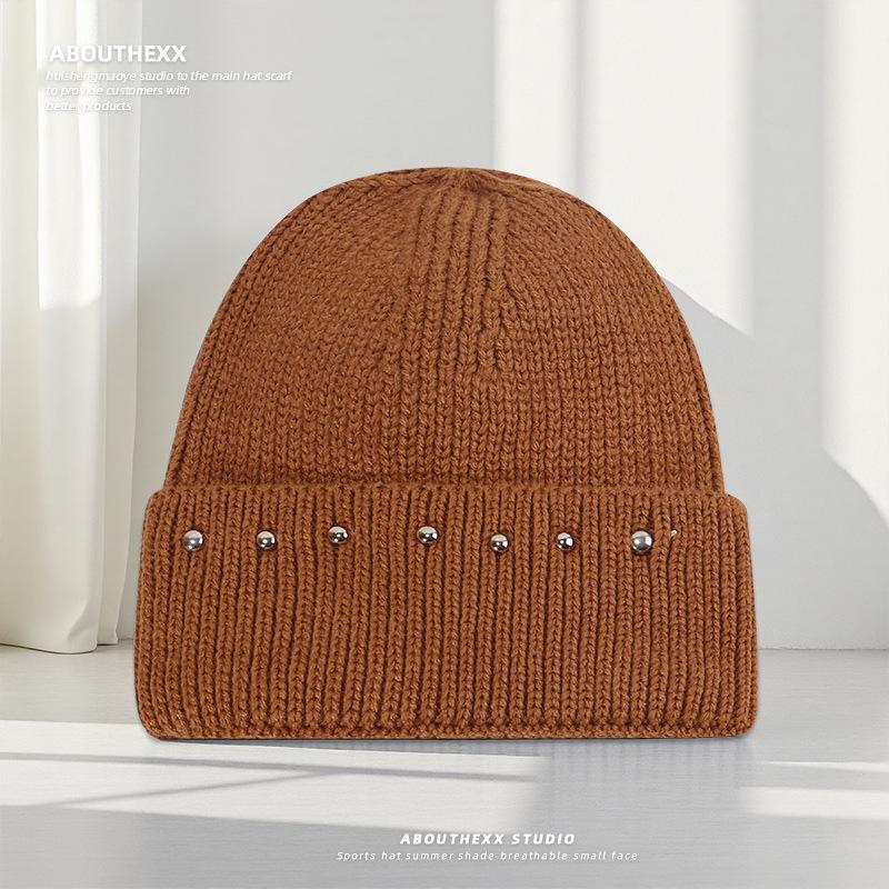 Warm Woolen Hat for Female Couple with Large Head Circumference and Small Face Revealing Knitted Hat  Outdoor Fashionable Pullover Cold Hat