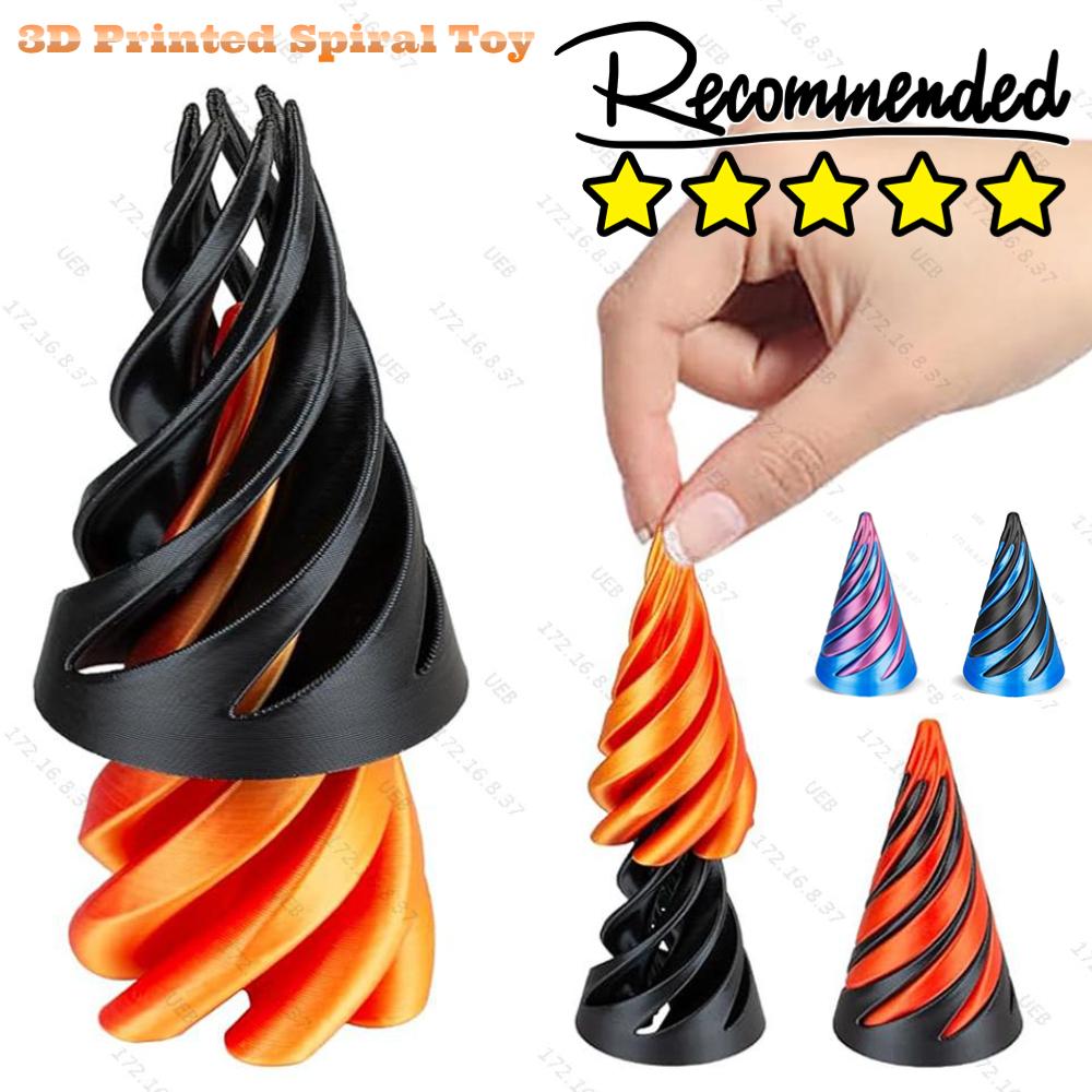 3D Printed Spiral Cone Toy Impossible Pyramid Passthrough Sculpture Pass Through Pyramid Mini Vortex Thread Illusion Toys