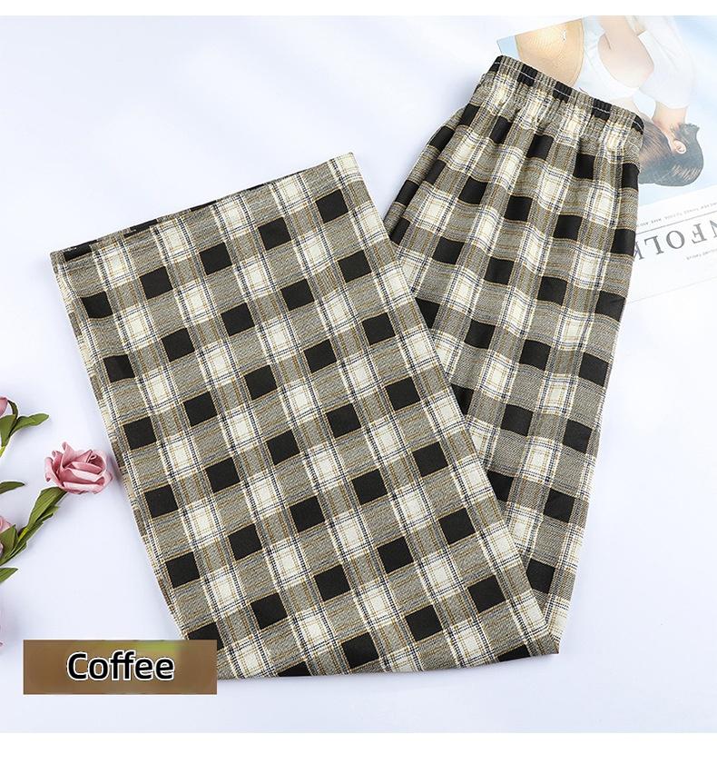 Vintage Plaid Women Pants High Waist Wide Leg Straight Pant Loose Casual Female Trousers Wide Leg Pant Fashion Streetwear