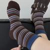 Socks Retro Hong Kong Style Striped Pure Cotton Medium Tube Socks Tide Season Boneless Crimping Color Matching Pile Socks Women