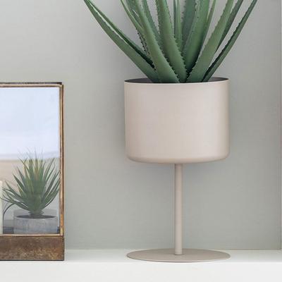 Sand-colored Steel Flower Pot Ø21.5 X 36 Cm