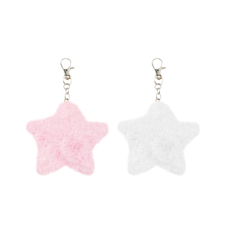 Cute Plush Five-pointed Star Charm Keychain Soft Stuffed Ornament Keyring Lovely Pendants for Purse Bag Backpack Handbag