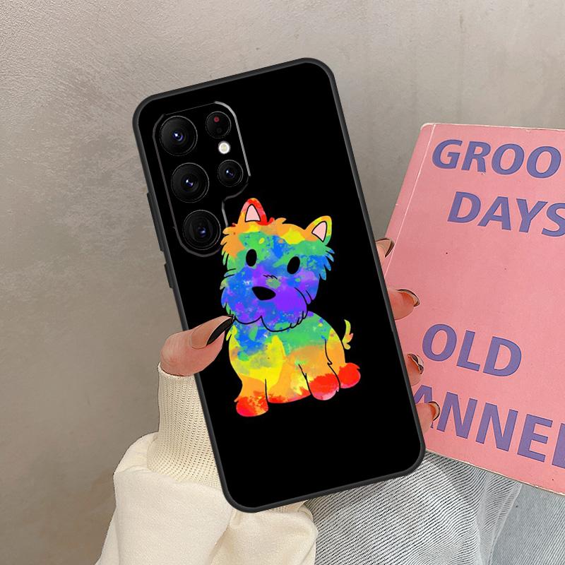 Cartoon Westie Dog Case For Samsung Galaxy S21 S22 S23 S24 S25 Ultra S9 S10 S25 Plus S20 FE S25 FE Cover Coque