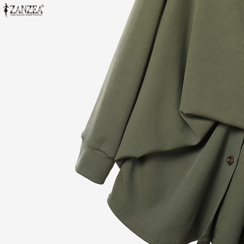 ZANZEA Bluzka z długim rękawem i spodnie damskie, casualowe dwuczęściowe zestawy garniturowe