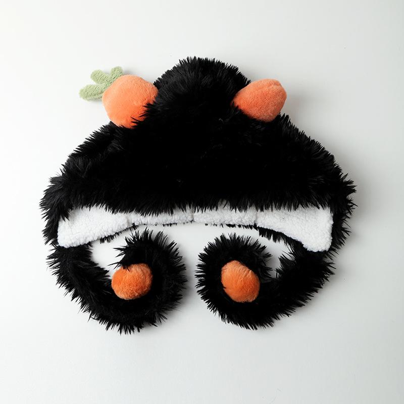 

Корейская новая плюшевая шапка-ушанка «Морковка» для девочек на зиму, утолщенная, теплая и защищающая от холода, с защитой ушей, милая универсальная шапка one size