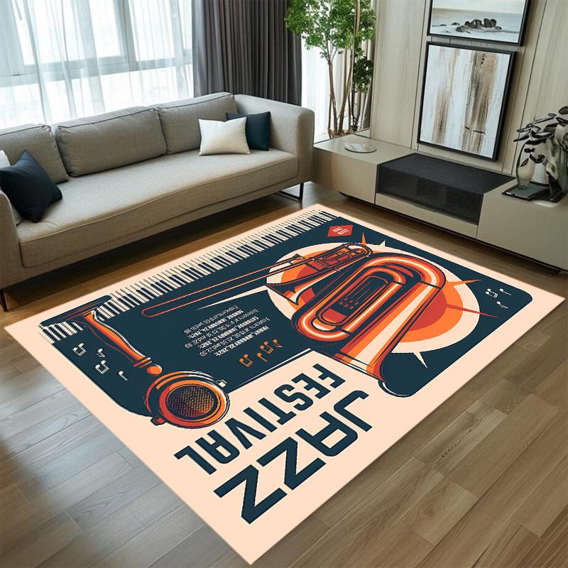 Vintage Rock Guitar Carpet Mat Rug Home Decoration Living Room Bedroom Floor Decor Music Band Non Slip Rugs Bedroom Decor